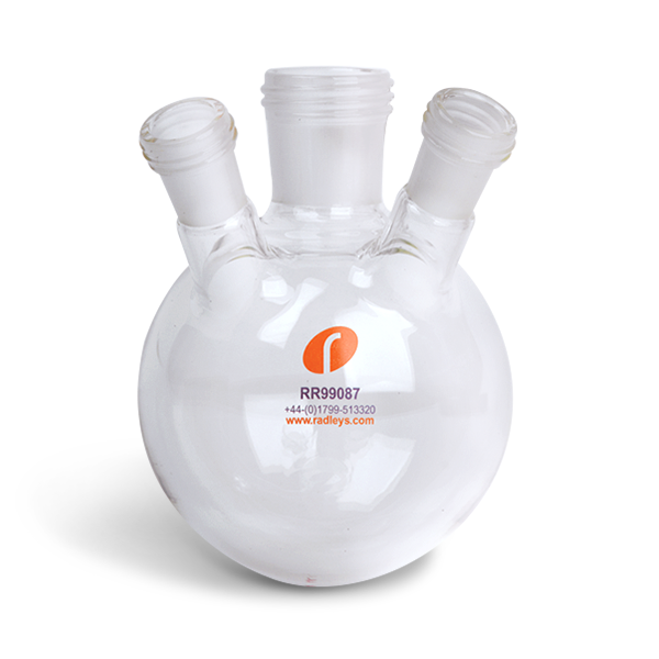 RR99087 250ml Reaction Flask with 2xB14:23 Sidearm + Septa Port